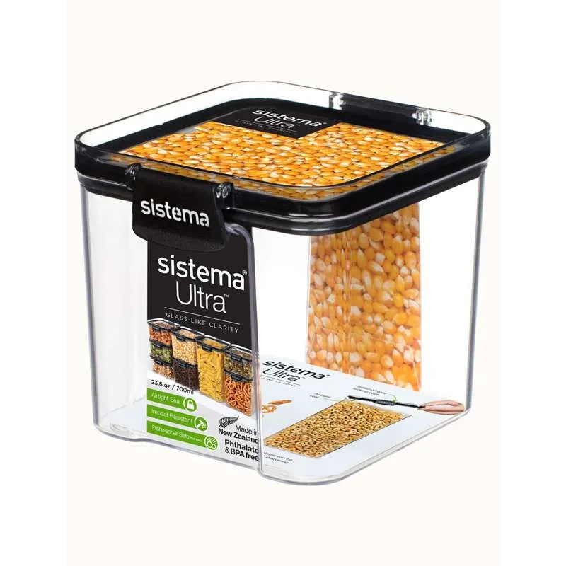 Sistema Съхранение на храна - Tritan Ultra - Квадратен - 700ml - Черен