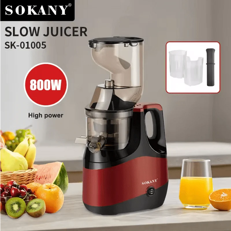 Професионална бавна сокоизстисквачка за студено пресоване Sokany SK-01005, 800W