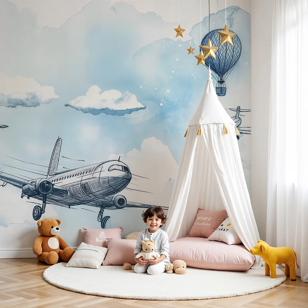Tapet s avion i balon | Въздушен и забавен дизайн