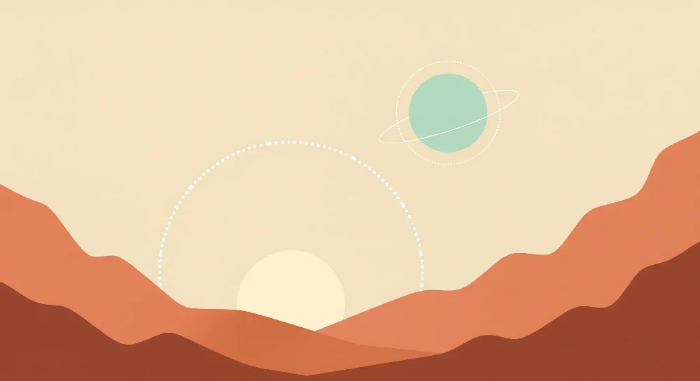 Tapet za detska staia | Abstrakten peizazh s planini i planeti