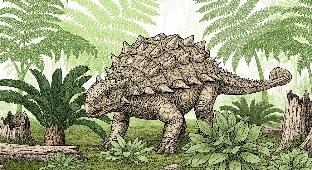 Tapet za detska staia | Ankylosaurus dinosavt v preistorichna dzhungla