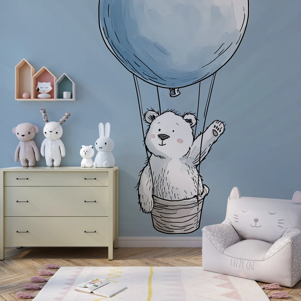Tapet za detska staia | Bel medved v balon