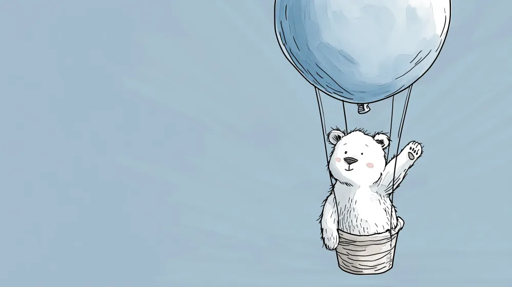 Tapet za detska staia | Bel medved v balon