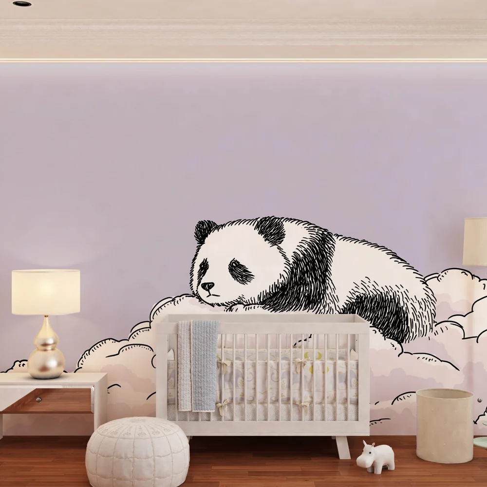 Tapet za detska staia | Panda sanjar i puhkavi oblatsi