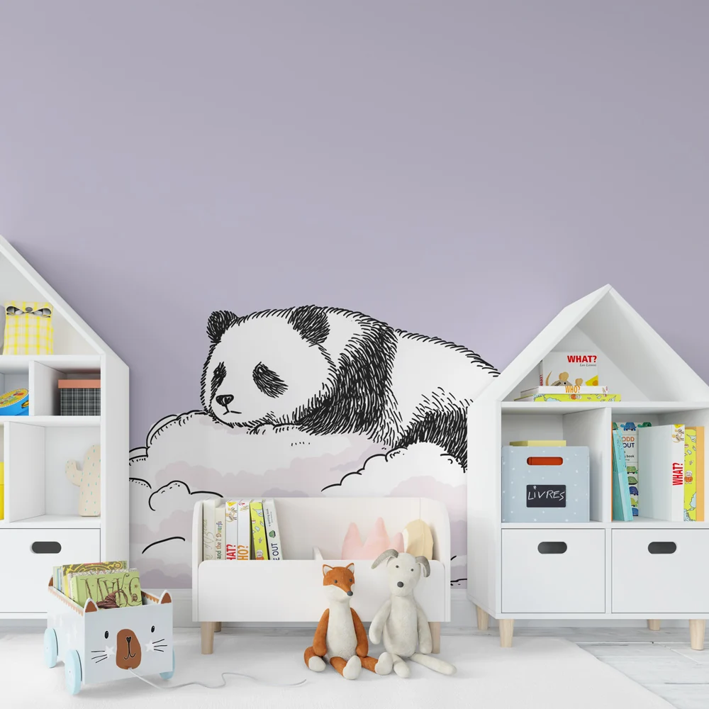 Tapet za detska staia | Panda sanjar i puhkavi oblatsi