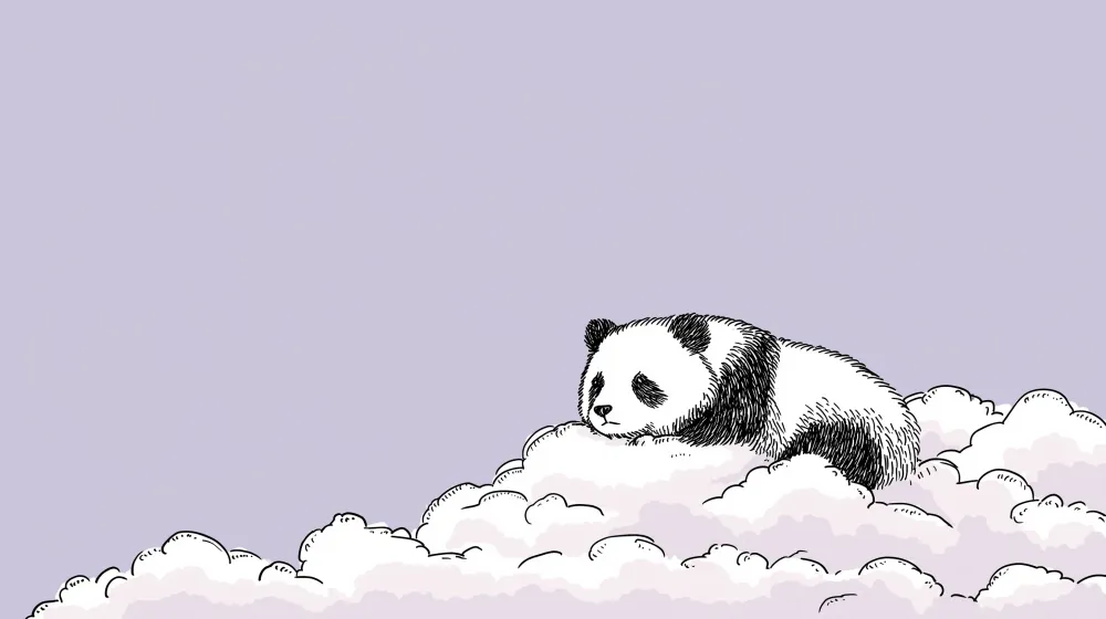 Tapet za detska staia | Panda sanjar i puhkavi oblatsi