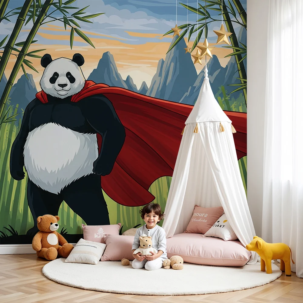 Tapet za detska staia | Panda superheroi v bambukovata gora