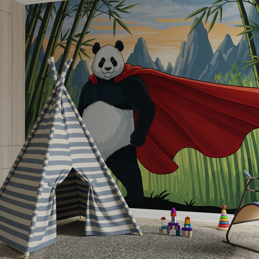 Tapet za detska staia | Panda superheroi v bambukovata gora