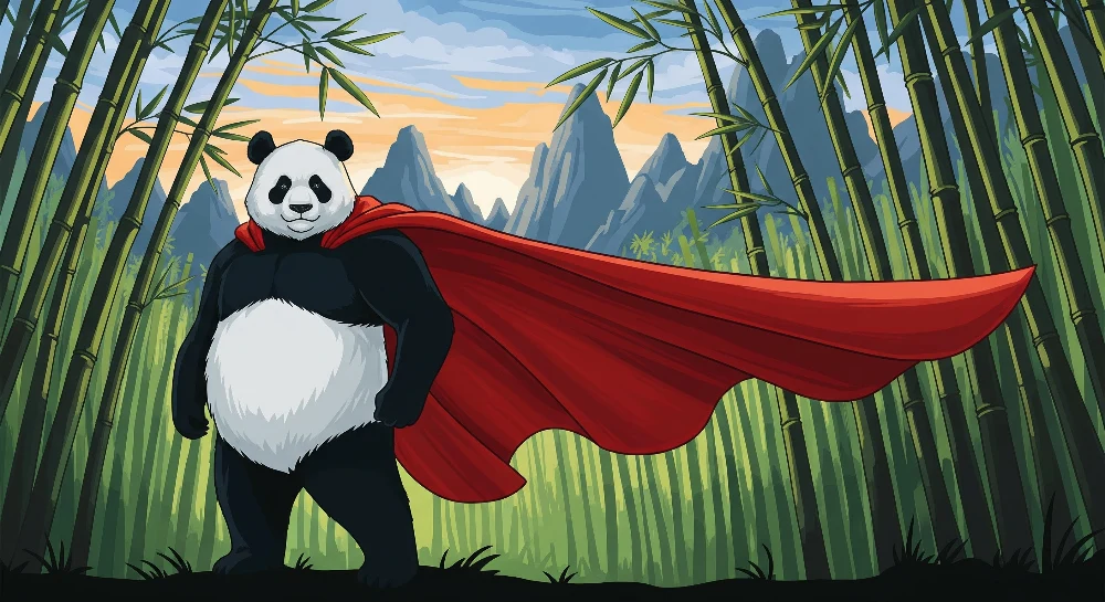 Tapet za detska staia | Panda superheroi v bambukovata gora