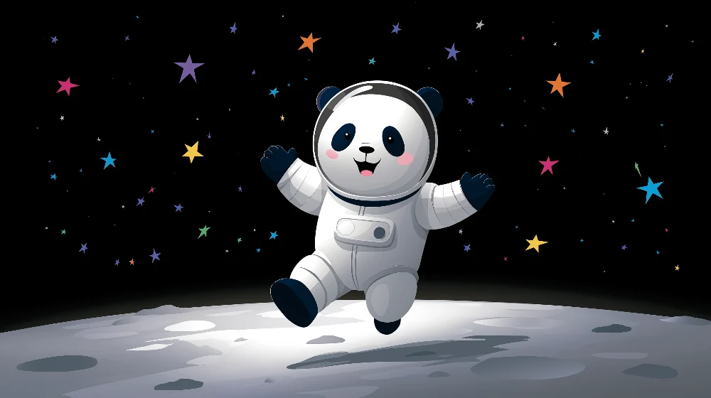 Tapet za detska staia | Panda-astronaut v zvezdnoto prostranstvo