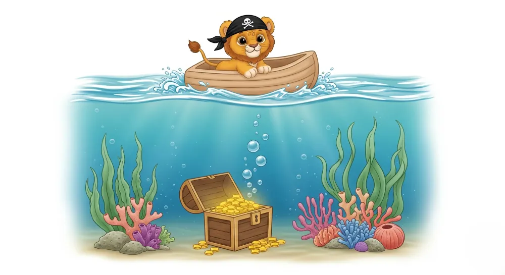 Tapet za detska staia | Podmorsko prikliuchenie s piratski lev