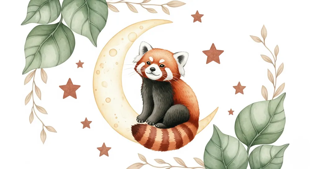 Tapet za detska staia | Ryzh panda i zvezdena luna