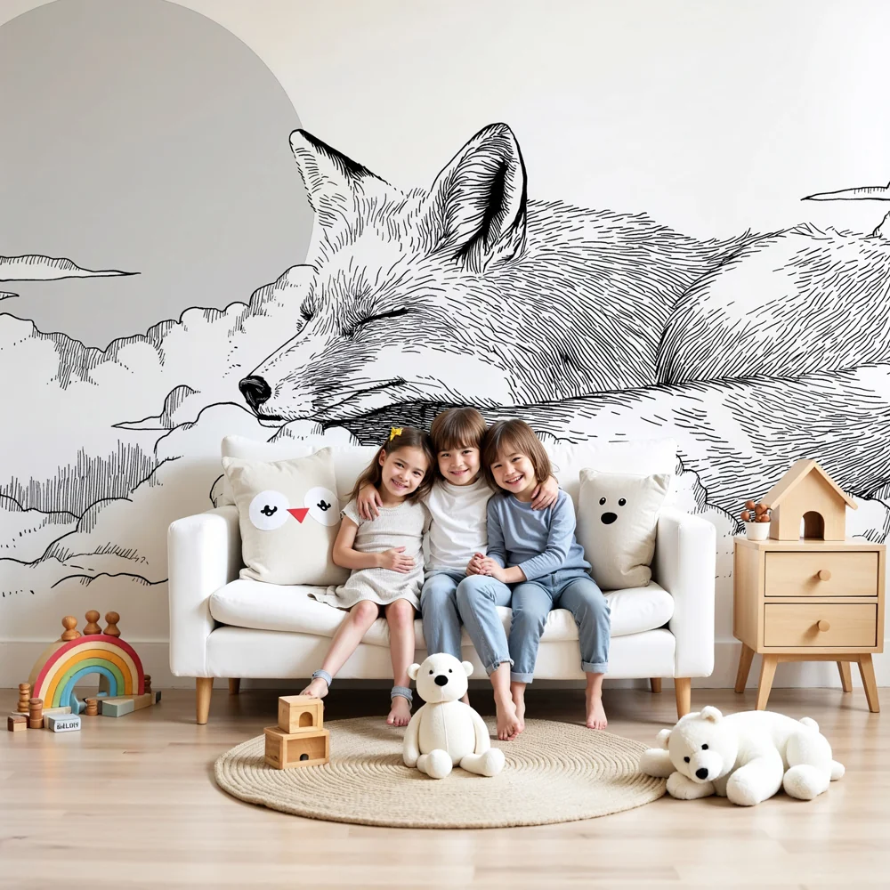 Tapet za detska staia | Spiashcha lisitsa sred oblatsi