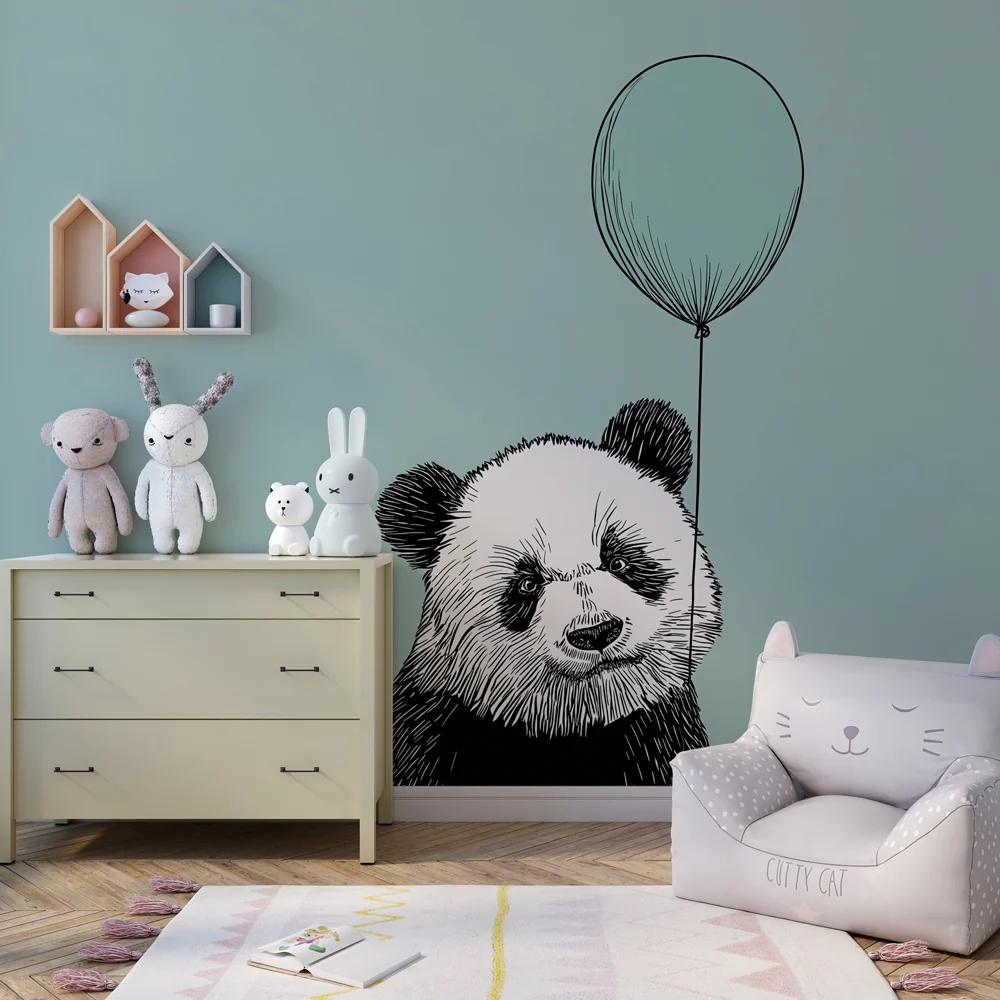 Tapet za detska staia | Vesel panda s balon