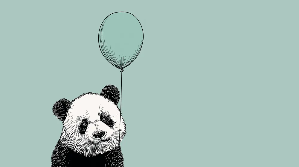 Tapet za detska staia | Vesel panda s balon