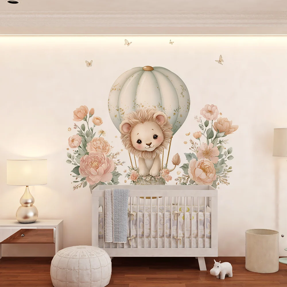 Tapet s l'vche i balon | Floral i detski dizayn
