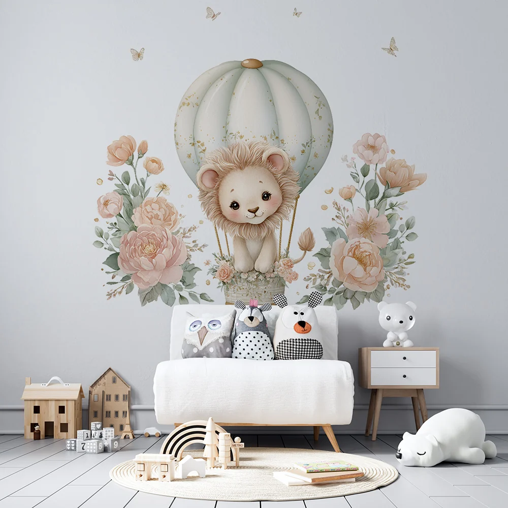 Tapet s l'vche i balon | Floral i detski dizayn