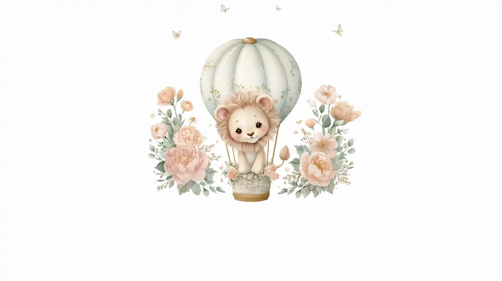 Tapet s l'vche i balon | Floral i detski dizayn
