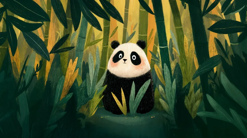 Tapet s panda | Прекрасна илюстрация на панда в бамбукова гора