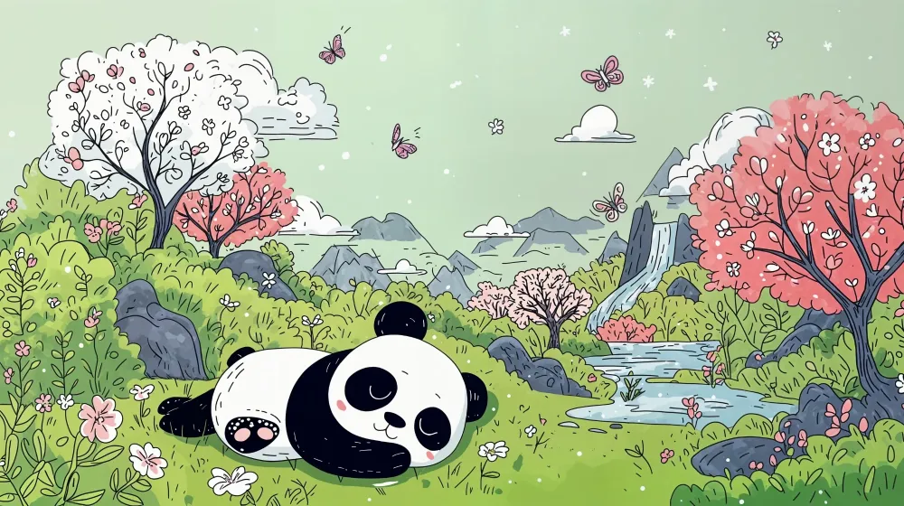 Tapet s panda | Сцена на феерична природа