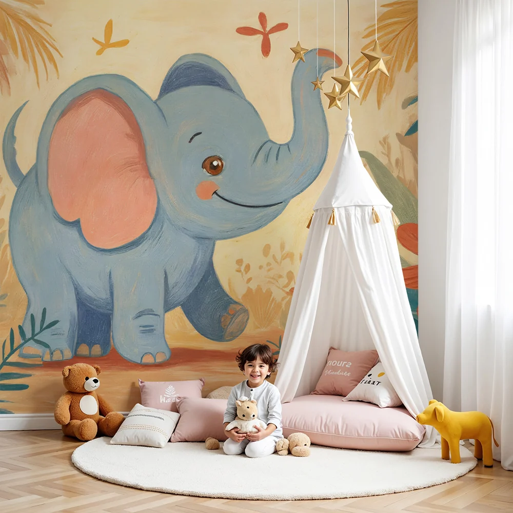 Tapet s's sladak slon | Toplo dekoratsiya za detska staq