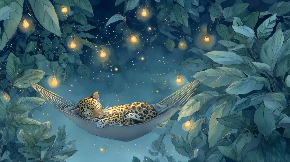 Tapet s's zaspali leopard | Zvezdena i umirashcha nosht