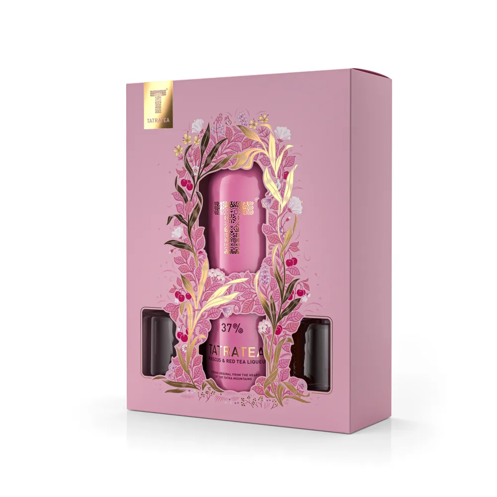 TATRATEA HIBISCUS GIFT BOX 37% ЧАЕН ЛИКЬОР С ДВЕ ЧАШИ, 700МЛ