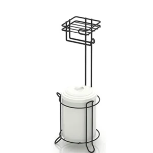 Двойна поставка за тоалетна хартия и кофа за боклук TEKNO TEL TR MG 095, 3 л, 20х20х57 см, Черен мат