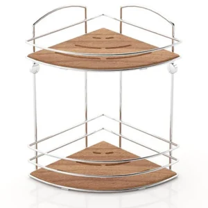 Ъглова етажерка за баня TEKNO TEL BK-074 , 2 нива , дърво