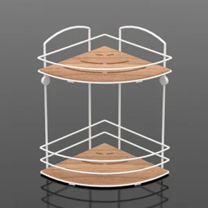 Ъглова етажерка за баня TEKNO TEL BK-074W , 2 нива , дърво
