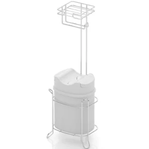 Стояща поставка за тоалетна хартия TEKNO TEL MG-098WK , с кошче , хром-бяло