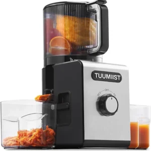 TUUMIIST Сокоизстисквачка за студено пресоване, отвор 6.5" , 3-в-1 функция, 350W бавна екстракция, BPA-Free