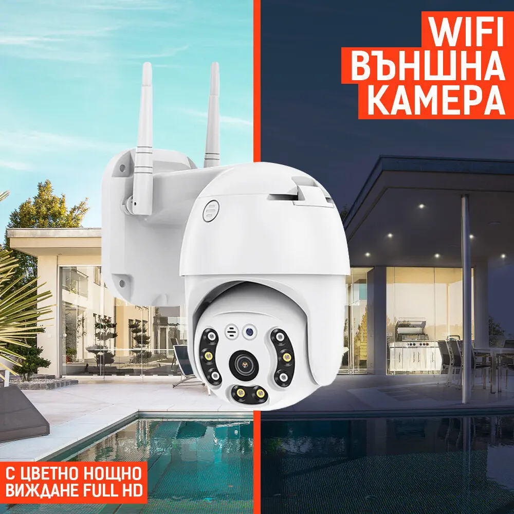 Waterproof Wifi FULL HD 1080P КАМЕРА С ДВЕ АНТЕНИ цветно нощно виждане Комплект 2бр.