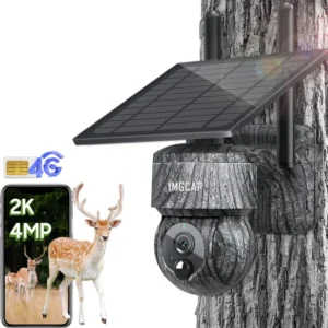 WIFI Безжична PTZ соларна камера 4G SIM със слънчев панел 8MP